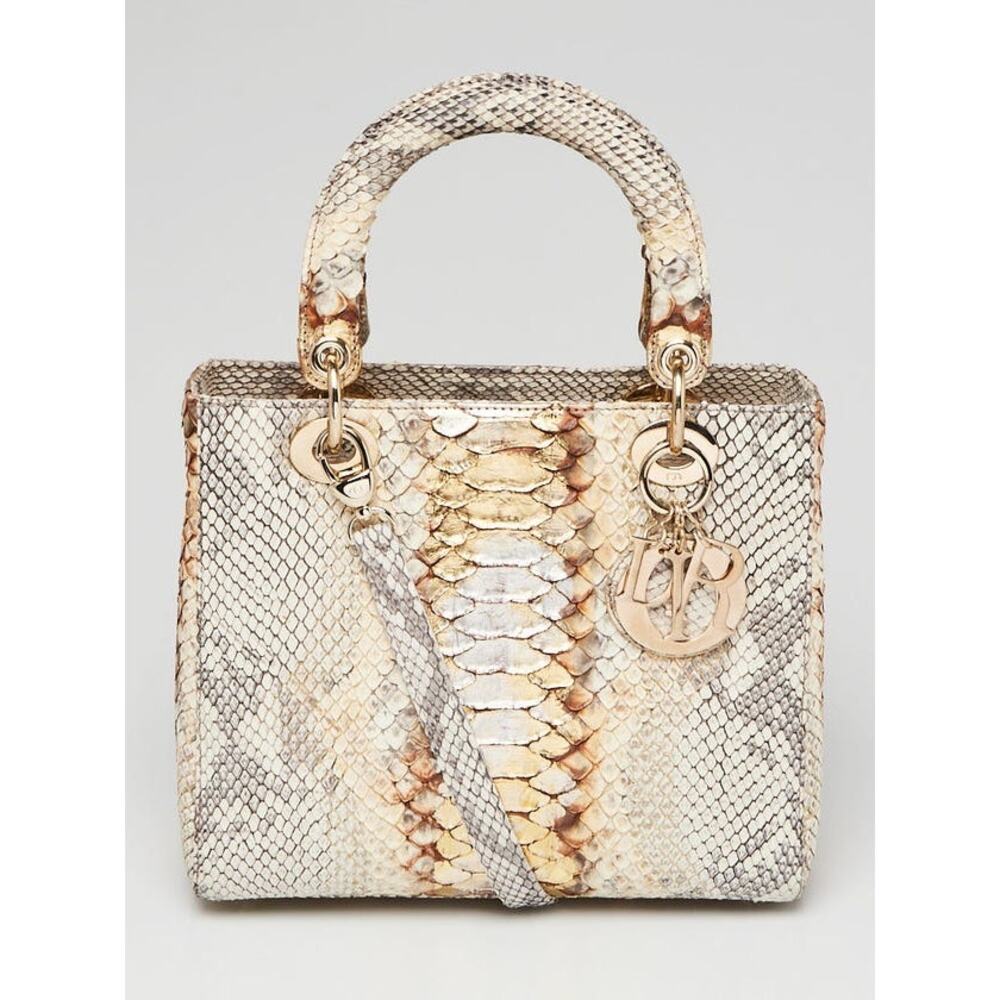 Christian Dior Gold Python Medium Lady Dior Bag S… - image 2